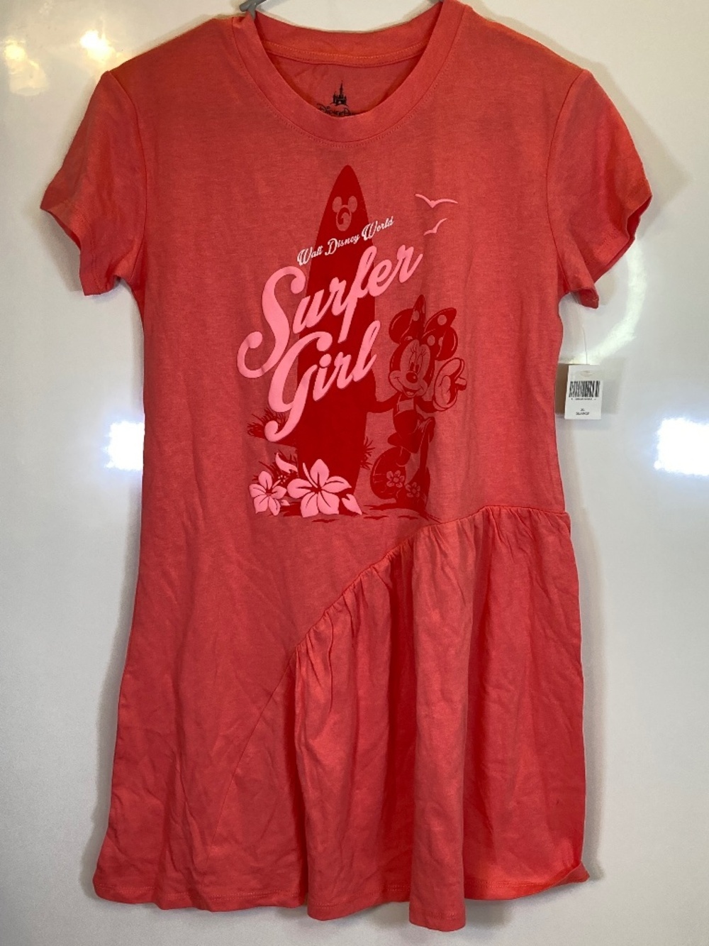 Minnie Mouse Dress YOUTH Sz XL NWT Coral Disney Parks Surfer Girl